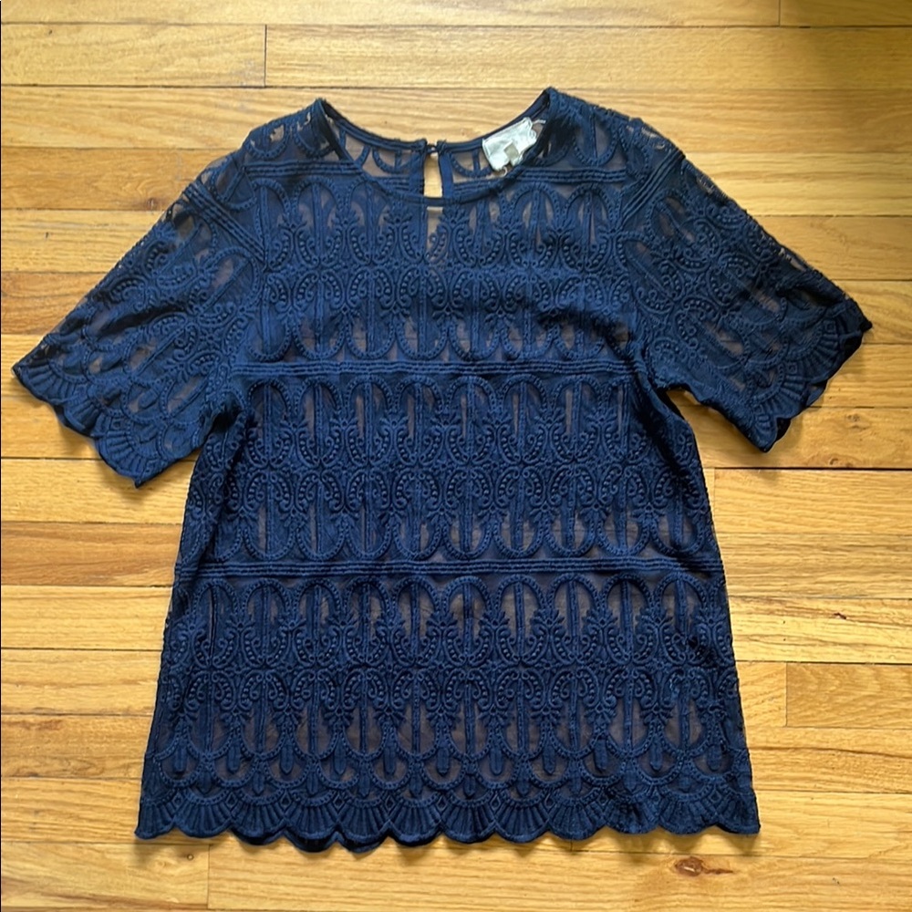 Navy Lace Women's Blouse